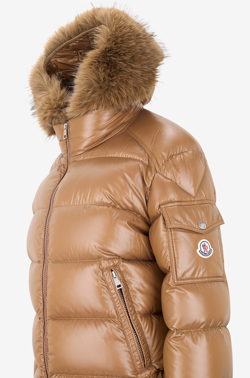 MONCLER Kurze gesteppte Daunenjacke mit Kapuze Hypolais Damen BRAUN 3