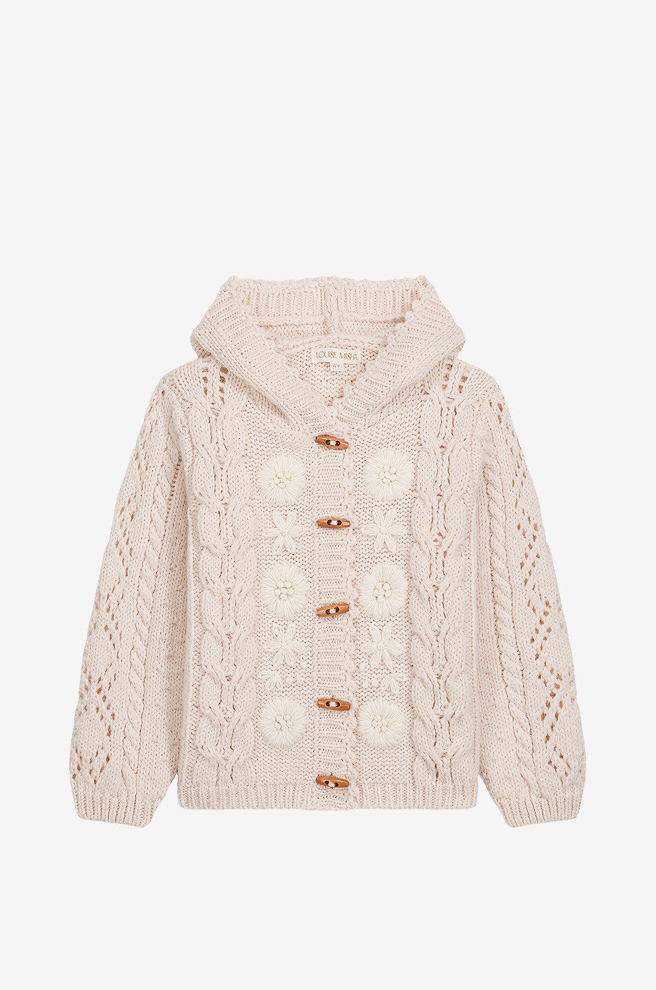 LOUISE MISHA Cardigan torsadé brodé à capuche fille Tonya Fille BLANC CASSE 1
