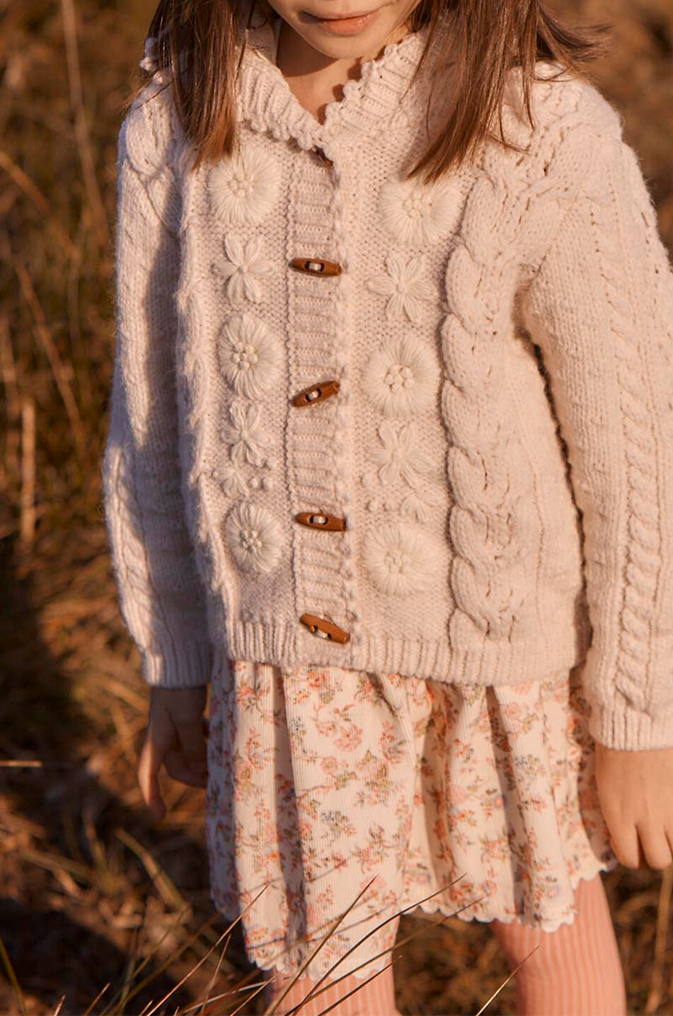 LOUISE MISHA Cardigan torsadé brodé à capuche fille Tonya Fille BLANC CASSE 2