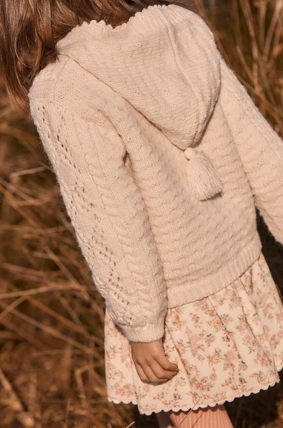 LOUISE MISHA Cardigan torsadé brodé à capuche fille Tonya Fille BLANC CASSE 3