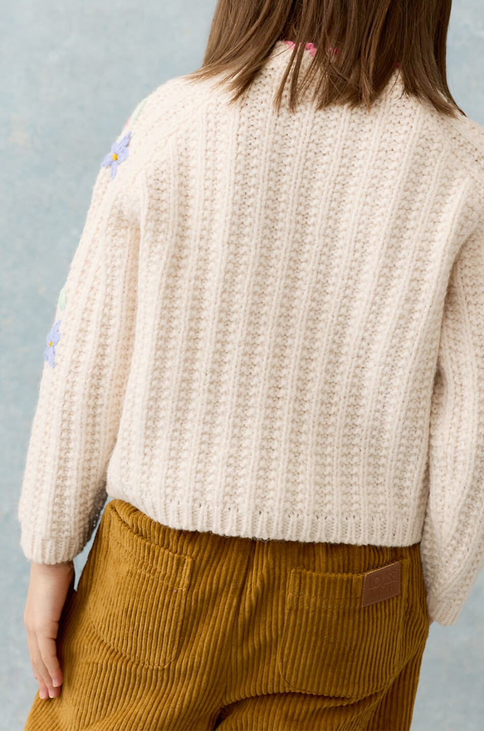 LOUISE MISHA Pull en maille brodé fleuri fille Zuzanna Fille BLANC CASSE 3