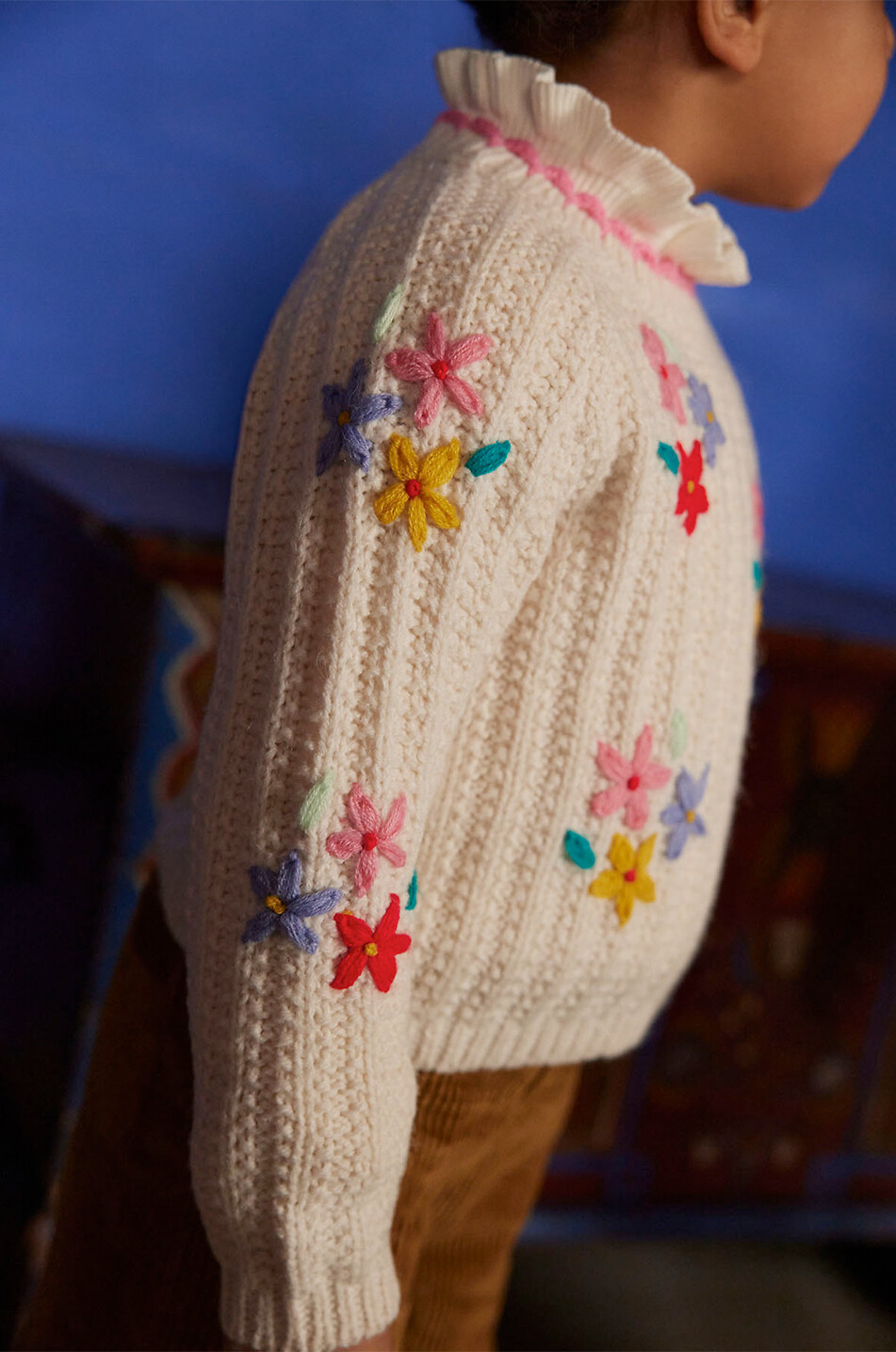 LOUISE MISHA Pull en maille brodé fleuri fille Zuzanna Fille BLANC CASSE 5