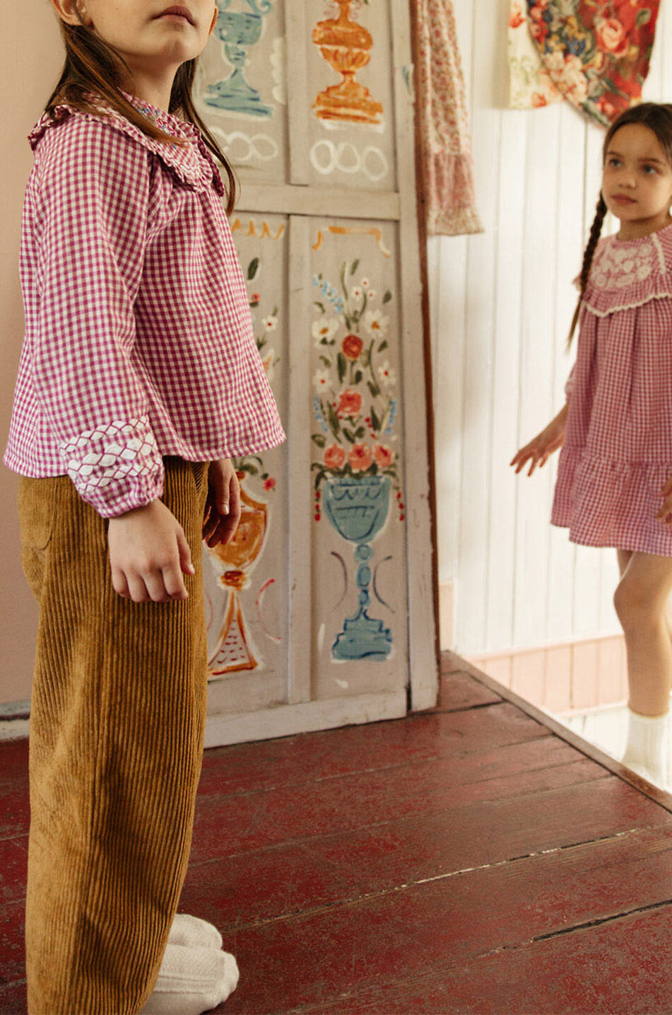 LOUISE MISHA Clea girls' embroidered cotton check blouse Girl DARK PINK 3