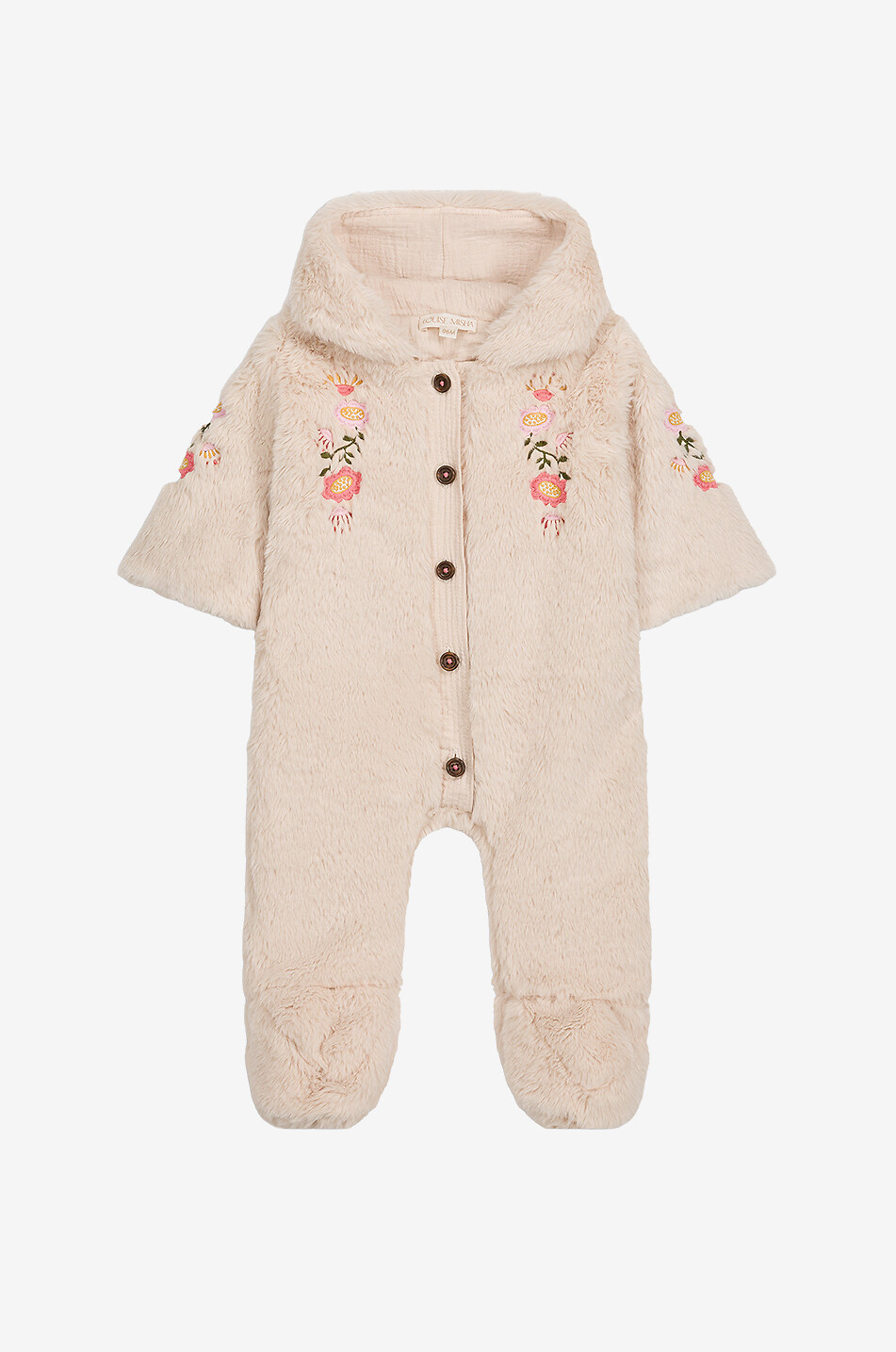 Bestickter Kapuzen-Schnee-Overall aus Kunstpelz für Babys Naglaya