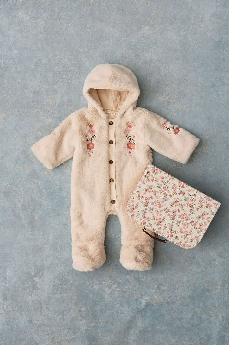 LOUISE MISHA Bestickter Kapuzen-Schnee-Overall aus Kunstpelz für Babys Naglaya Baby CREMEFARBEN 5