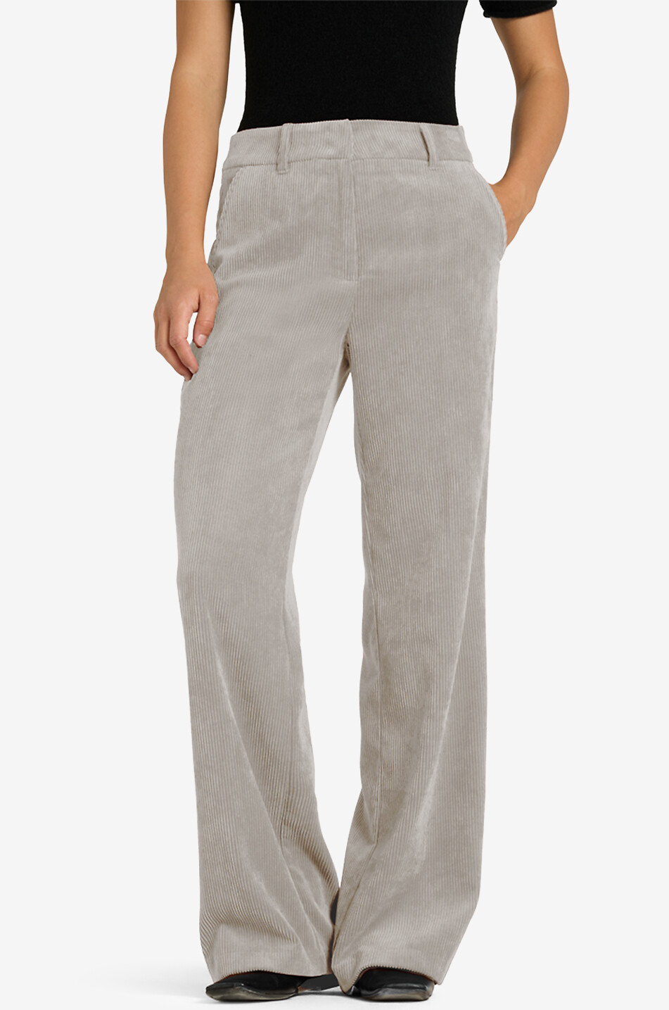 CAMBIO Hose mit weitem Bein aus Cord Amelie Damen HELLGRAU 3