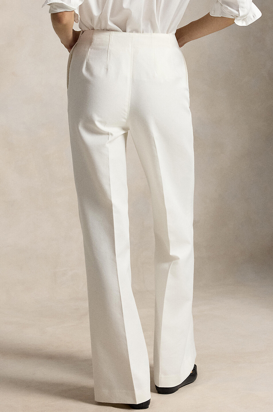 POLO RALPH LAUREN Beaton straight-leg cotton and wool twill trousers with lacing Women EGGSHELL 3