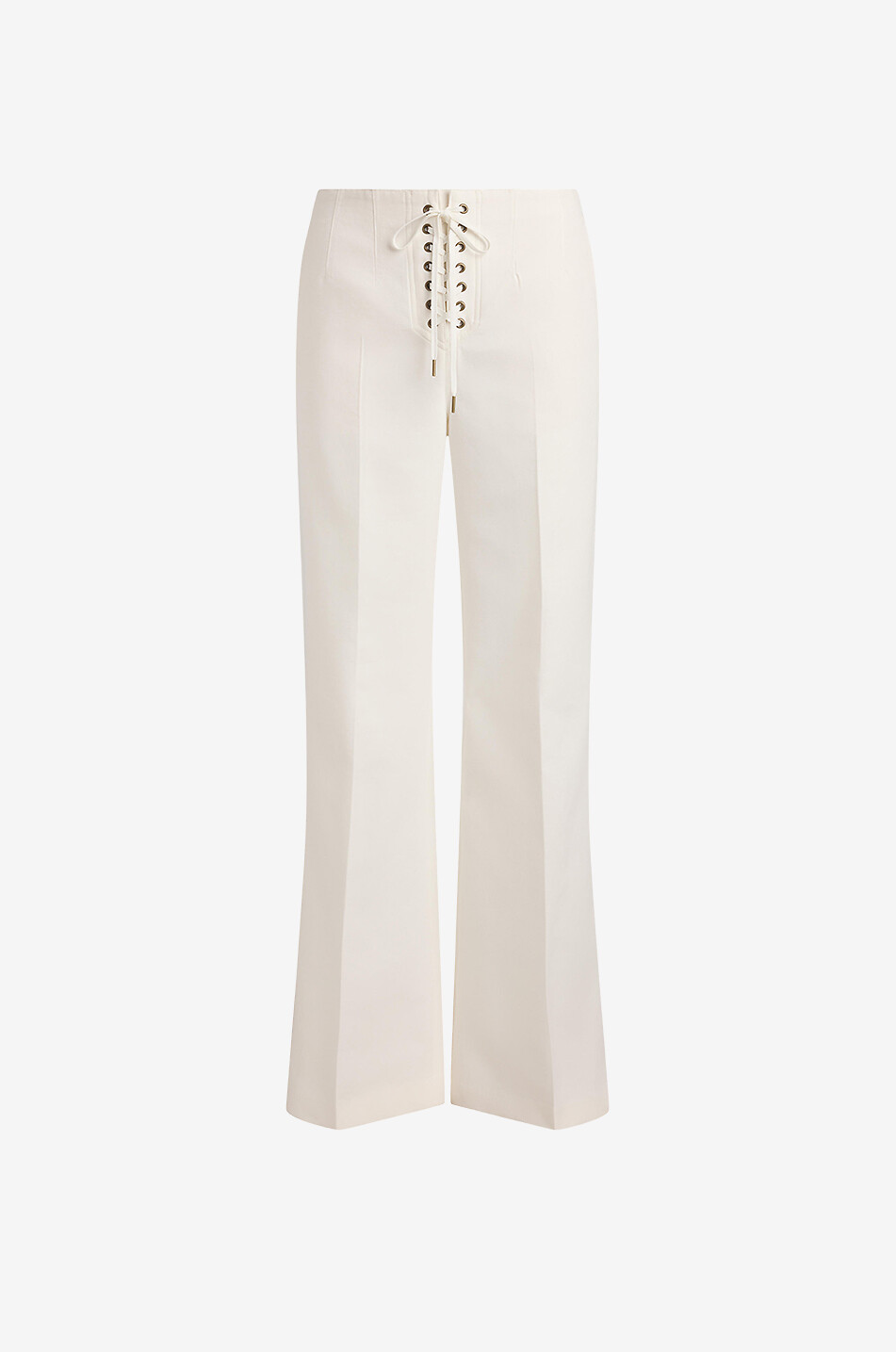 POLO RALPH LAUREN Beaton straight-leg cotton and wool twill trousers with lacing Women EGGSHELL 1
