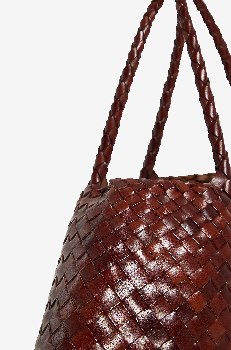 DRAGON Sac cabas tressé en cuir Santa Croce Small Femme MARRON 5