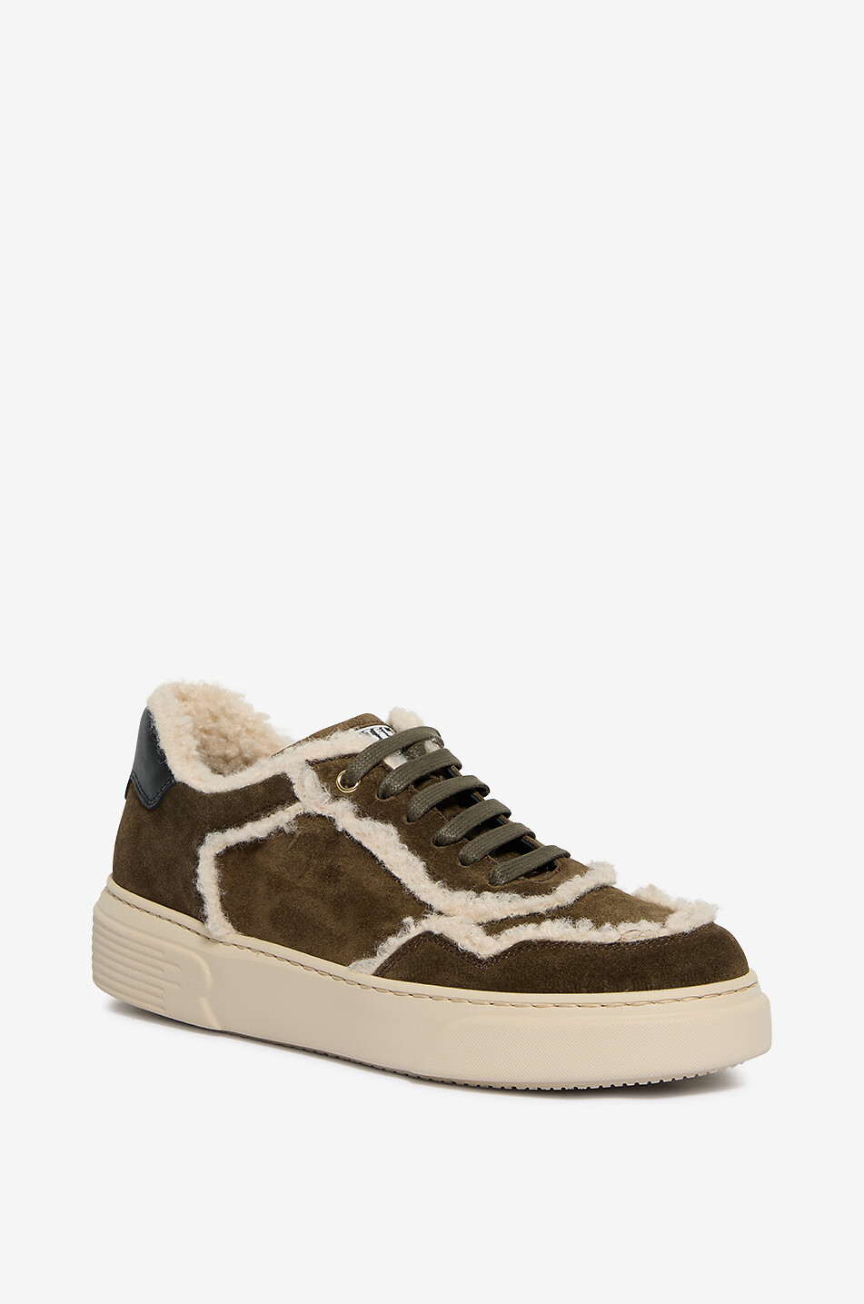 FRATELLI ROSSETTI Baskets basses à lacets chaudes en daim et tissu Femme VERT FONCÉ 1