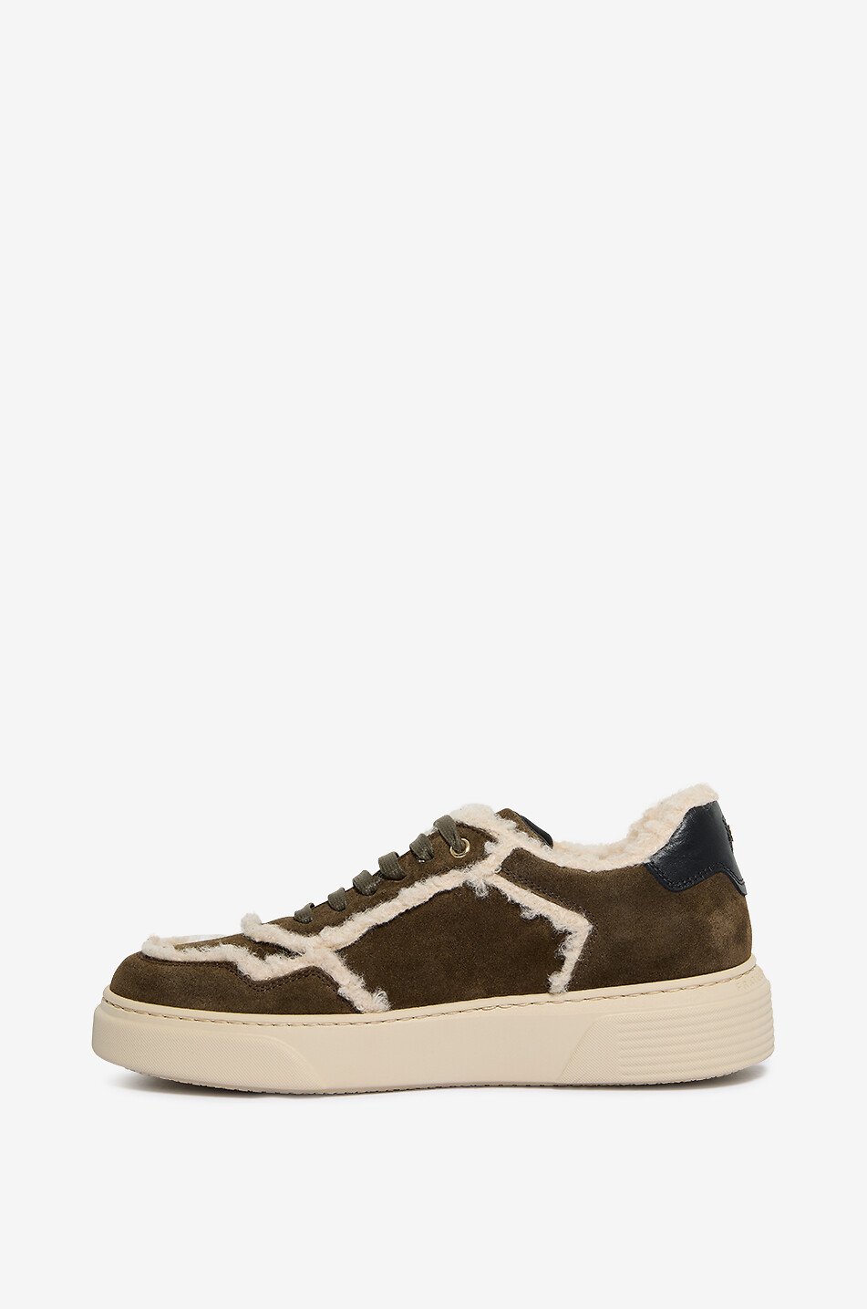 FRATELLI ROSSETTI Baskets basses à lacets chaudes en daim et tissu Femme VERT FONCÉ 3