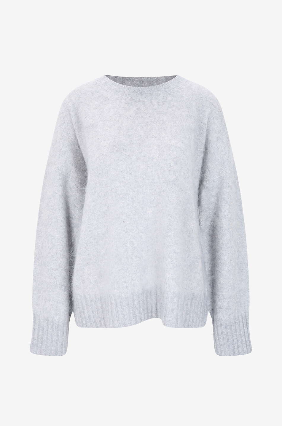 BONGÉNIE Pull oversize à col rond en cachemire et soie chiné Femme GRIS CLAIR 1