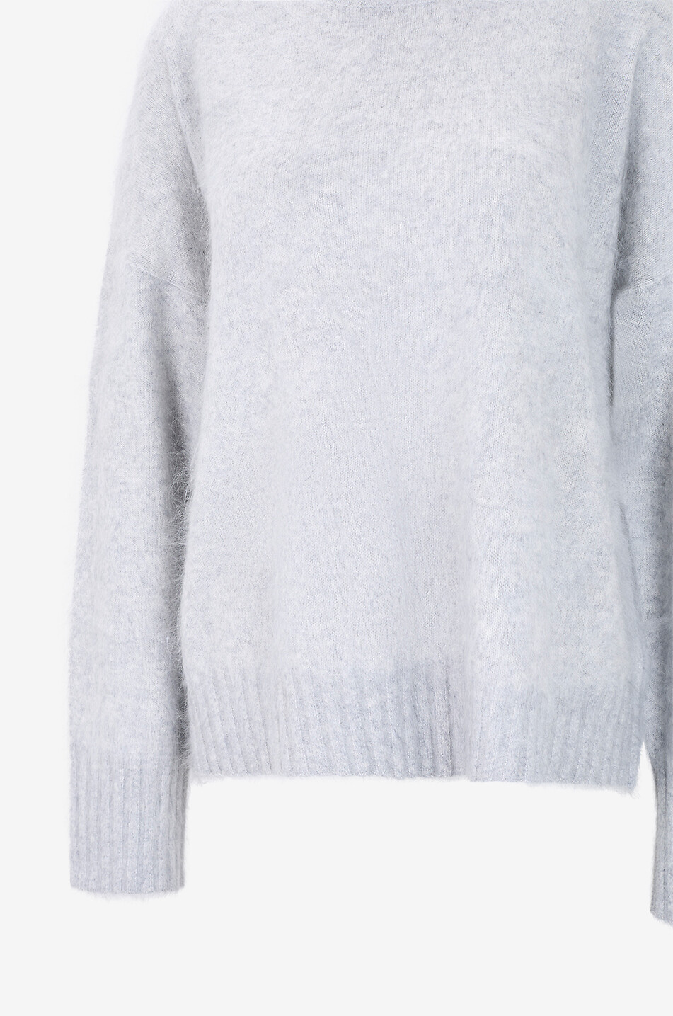 BONGÉNIE Pull oversize à col rond en cachemire et soie chiné Femme GRIS CLAIR 3