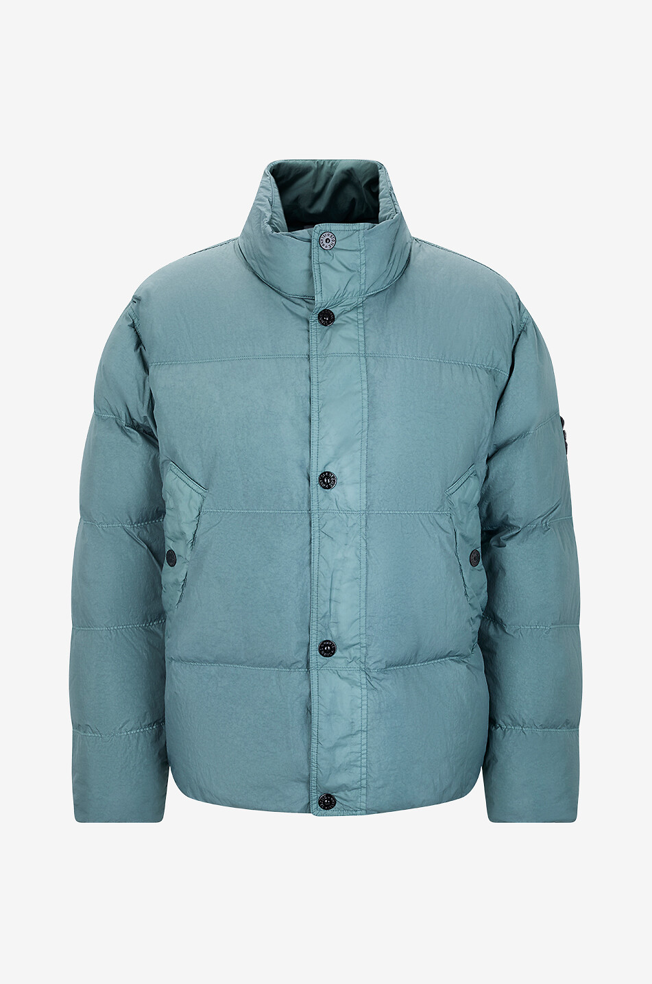STONE ISLAND Kurze gesteppte Daunenjacke mit Stehkragen 4100109 Crinkle Reps NY Herren GRÜN 1