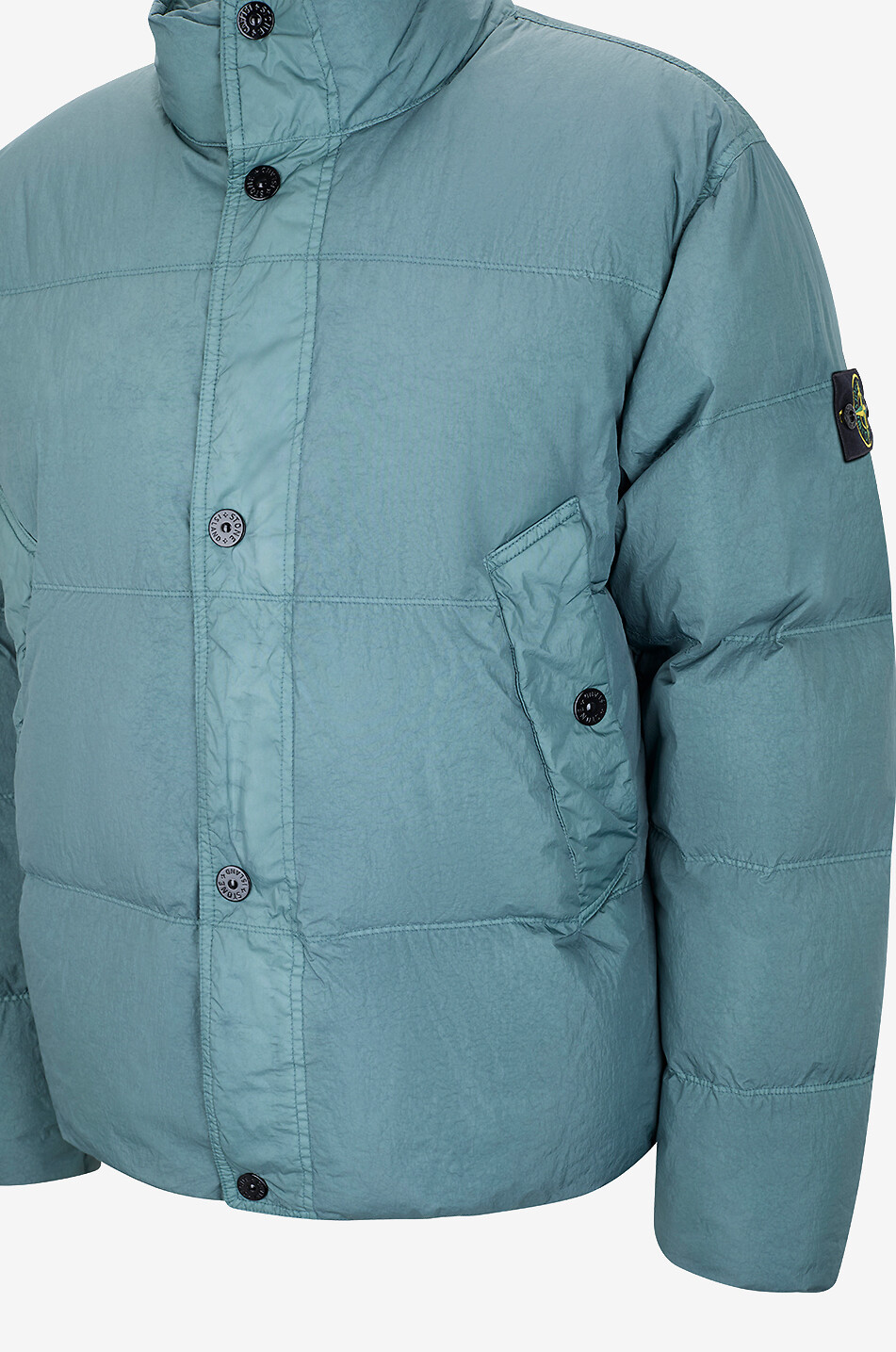 STONE ISLAND Kurze gesteppte Daunenjacke mit Stehkragen 4100109 Crinkle Reps NY Herren GRÜN 3
