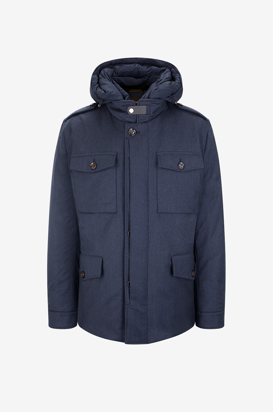 MOORER Kurze Parka mit Kapuze aus Mischwolle Isac Herren MITTELBLAU 1