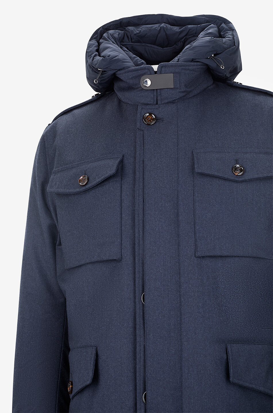 MOORER Kurze Parka mit Kapuze aus Mischwolle Isac Herren MITTELBLAU 3