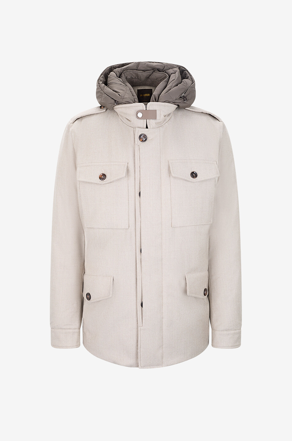 MOORER Kurze Parka mit Kapuze aus Mischwolle Isac Herren BRAUN 1