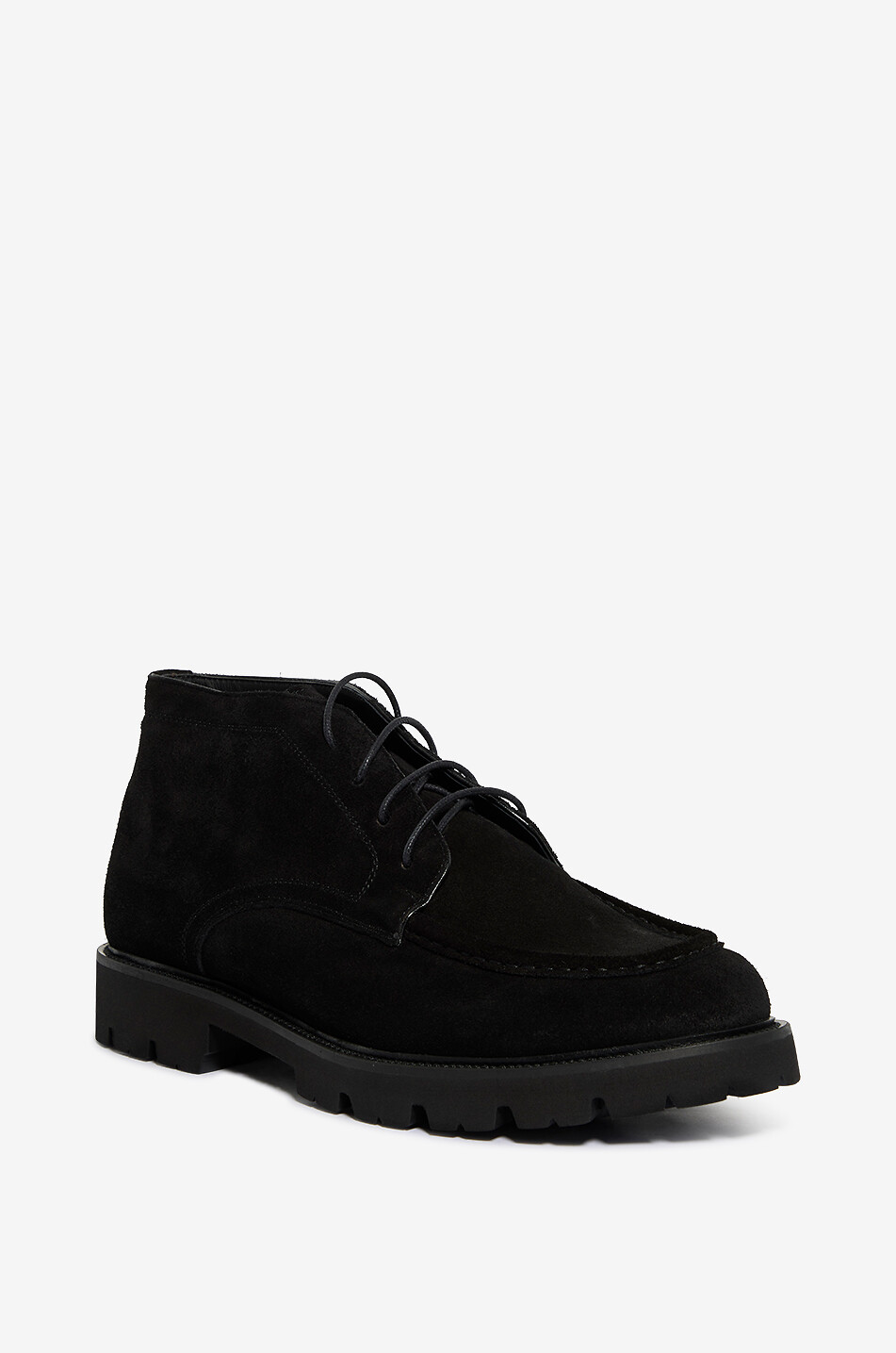 Suede lace-up ankle boots with ridged sole