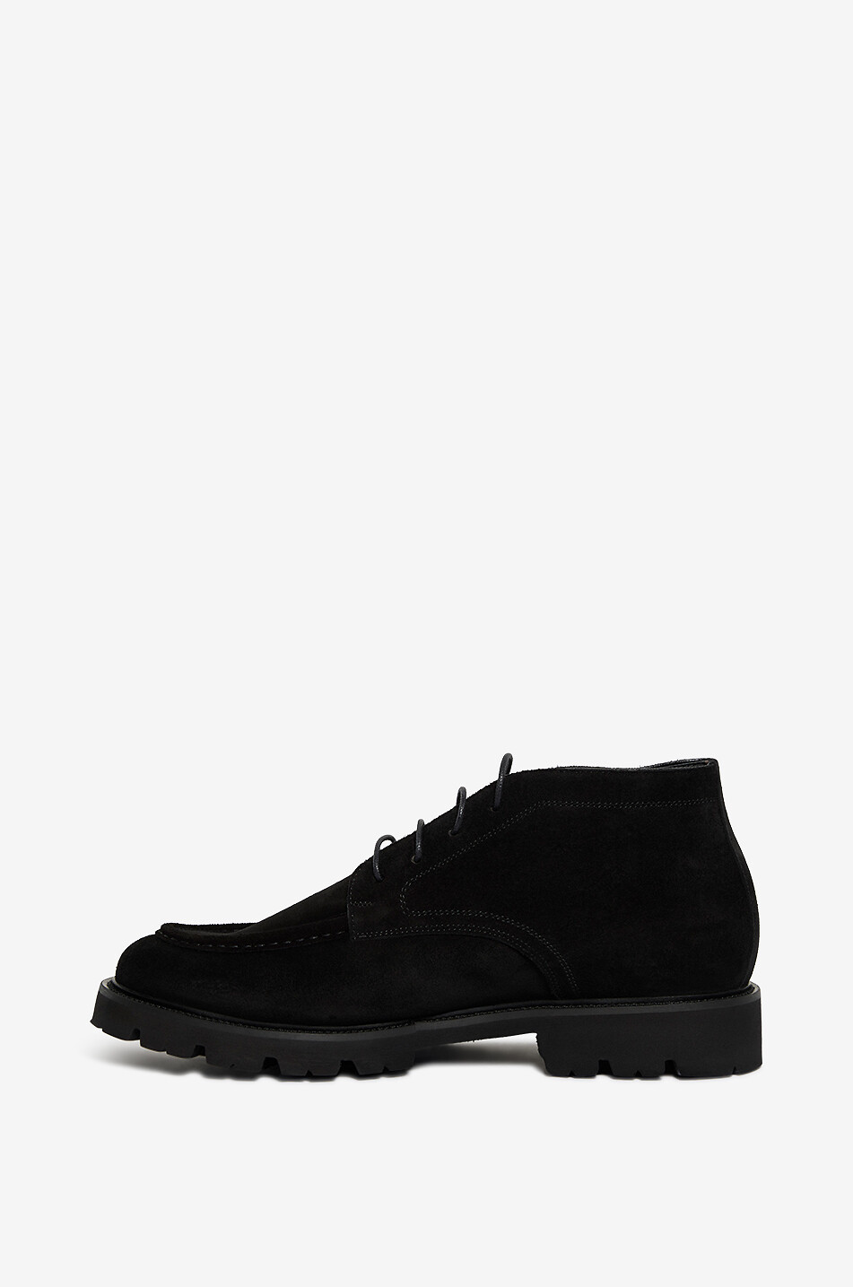BONGENIE Suede lace-up ankle boots with ridged sole Men BLACK 3