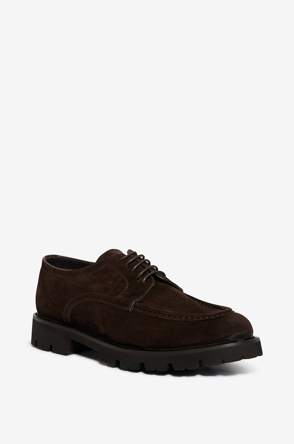 BONGENIE Suede lace-up shoes with lug sole Men DARK BROWN 1