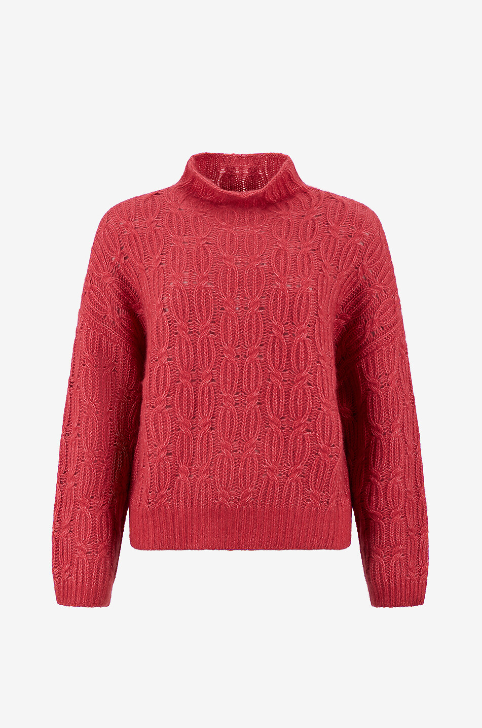 Pull à col montant en maille torsadée cachemire mélangé