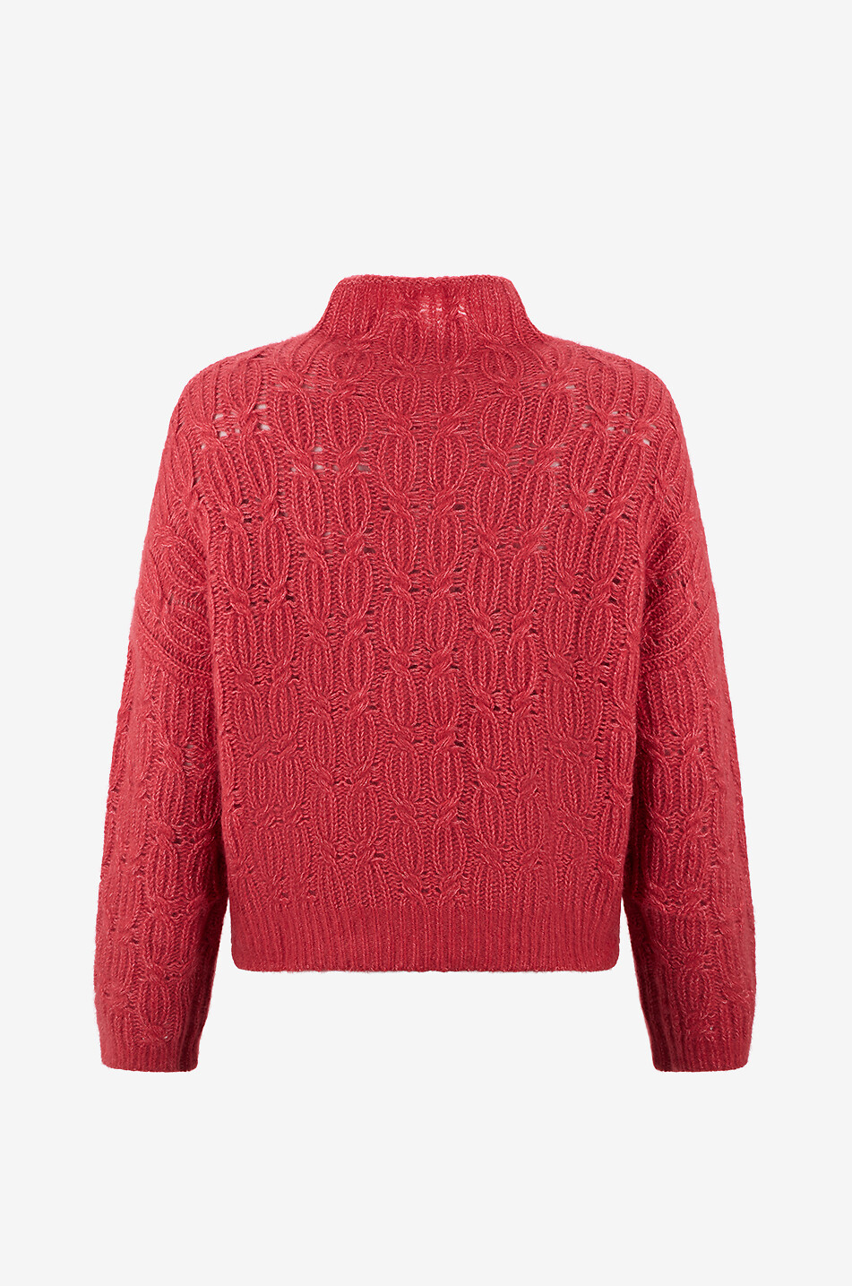 HEMISPHERE Pull à col montant en maille torsadée cachemire mélangé Femme ROUGE 2