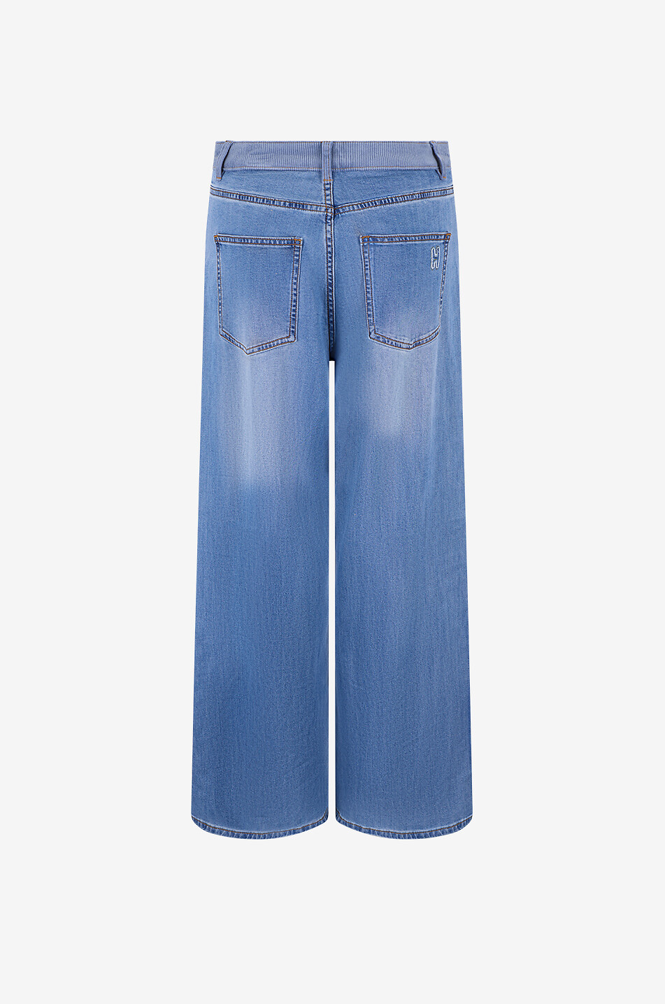 HEMISPHERE Straight-leg mixed cotton jeans with embroidered logo Women BLUE 2