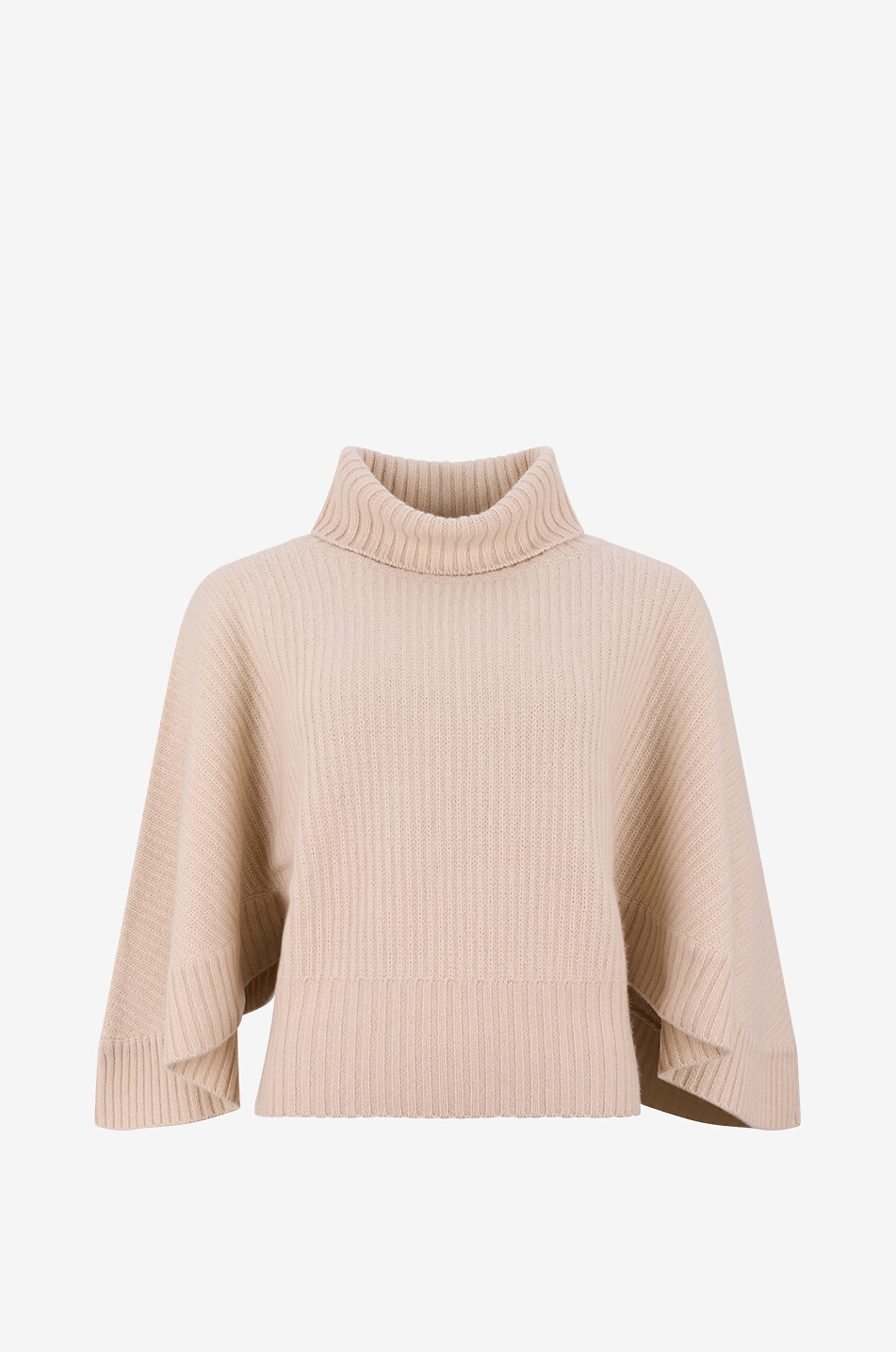 HEMISPHERE Poncho à col roulé en laine et cachemire Femme Beige clair 1