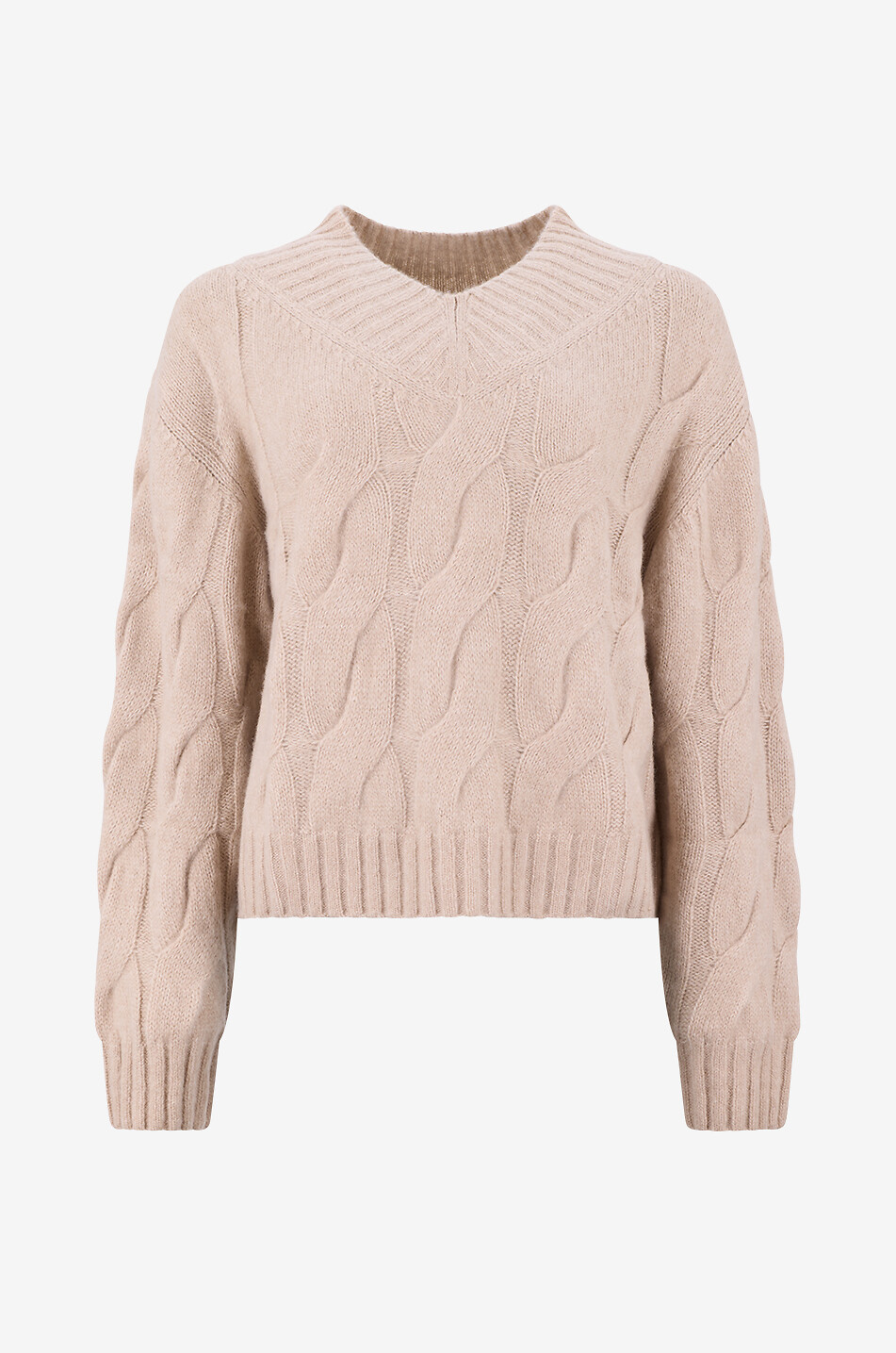 Pull à col V en maille torsadée cachemire et soie