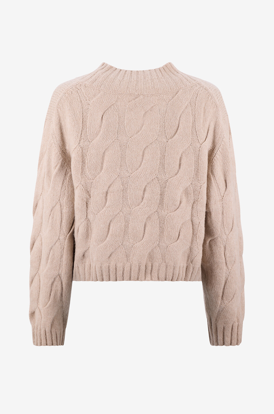 ALLUDE Pull à col V en maille torsadée cachemire et soie Femme BEIGE 2