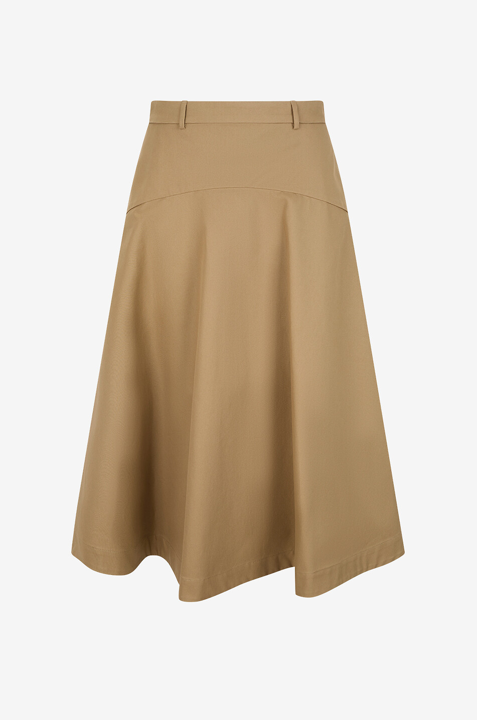 BALENCIAGA A-line flared cotton twill midi skirt Women CAMEL 1