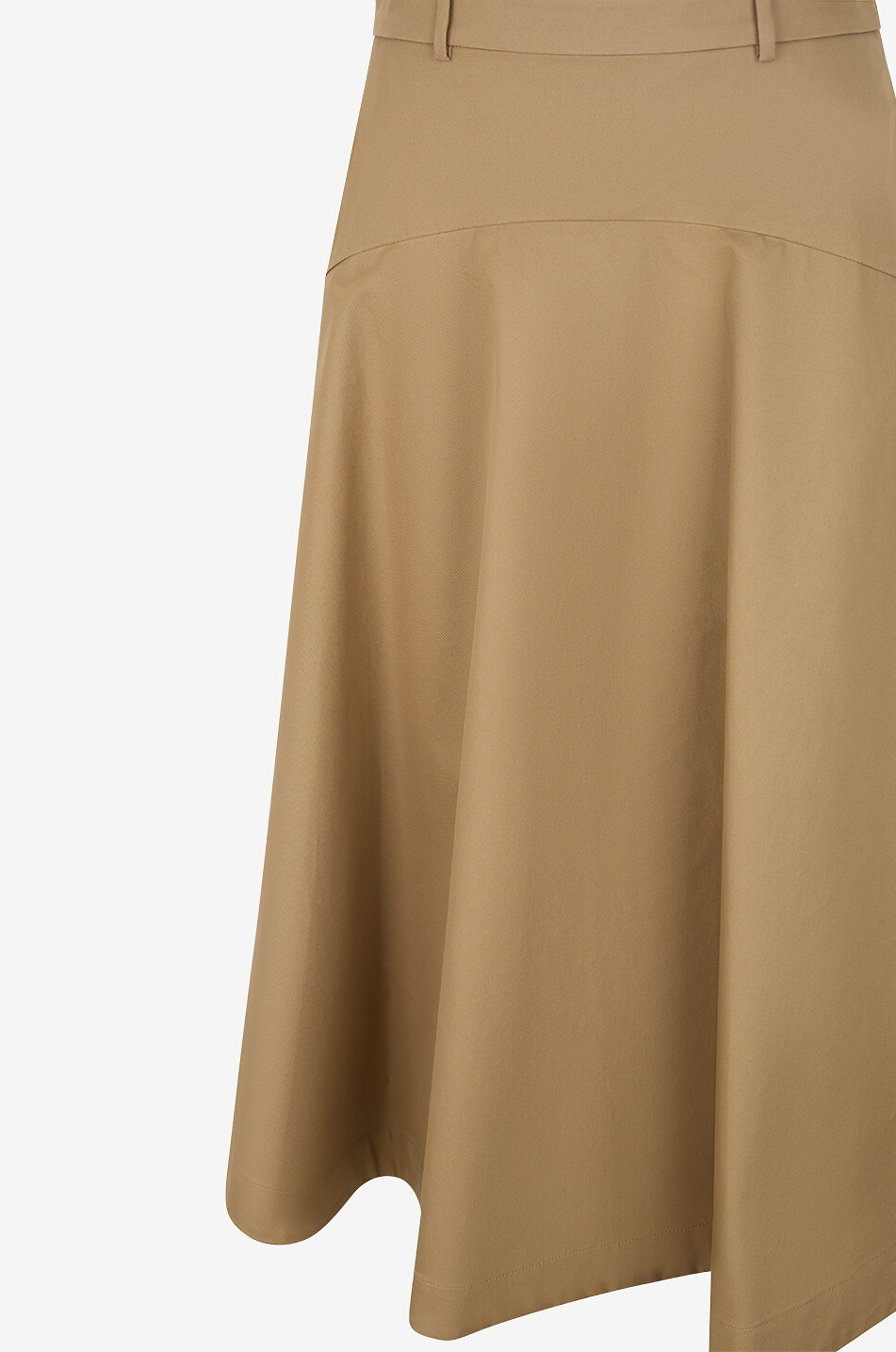 BALENCIAGA A-line flared cotton twill midi skirt Women CAMEL 3