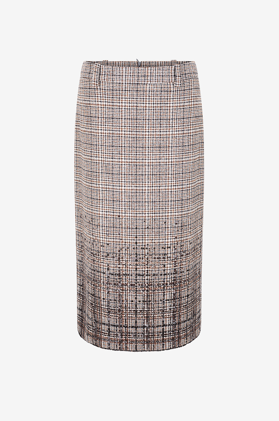 Dazzling Degradé checked wool blend pencil skirt with sequins