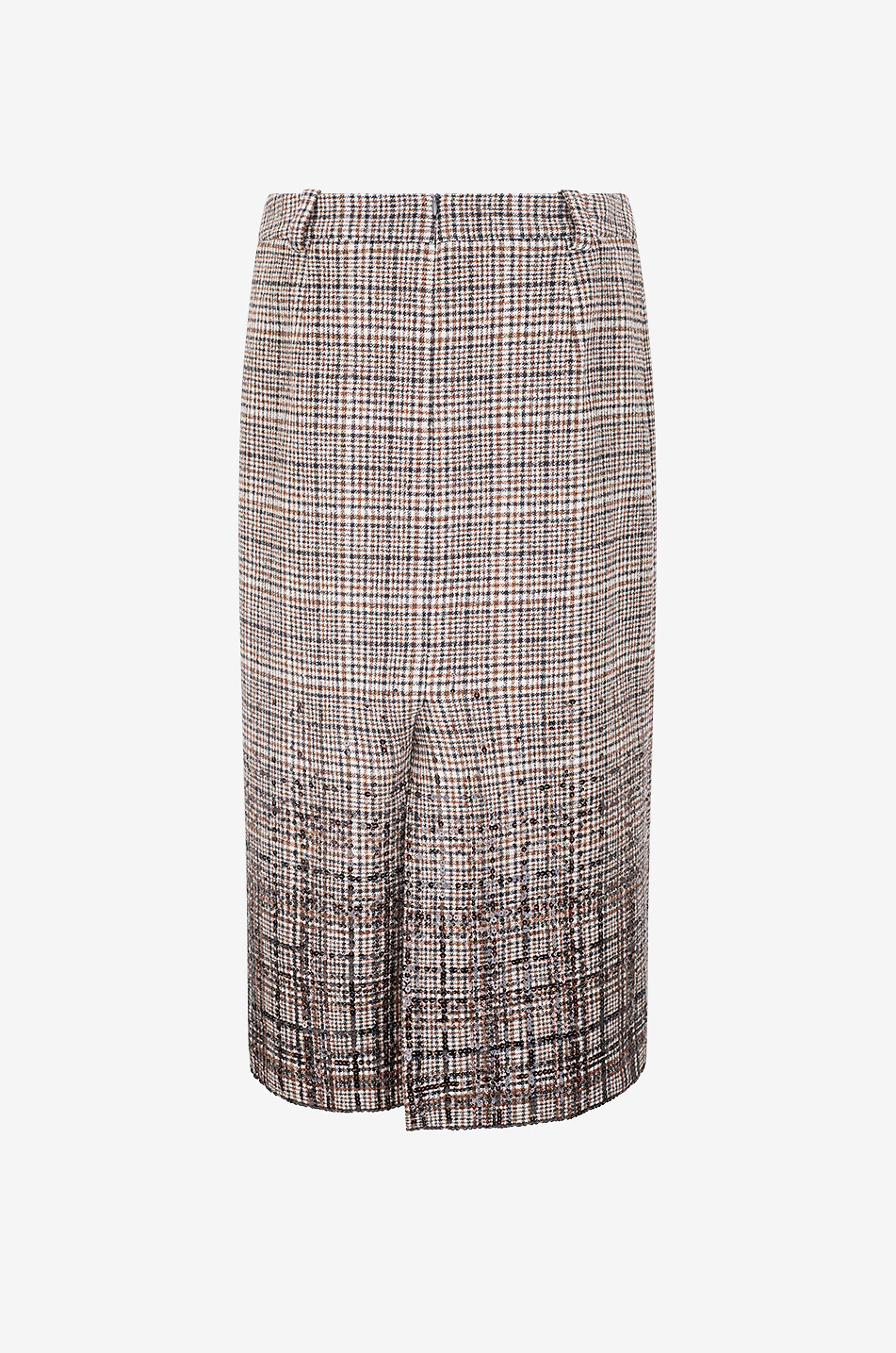 BRUNELLO CUCINELLI Dazzling Degradé checked wool blend pencil skirt with sequins Women MULTI COLOURED 2