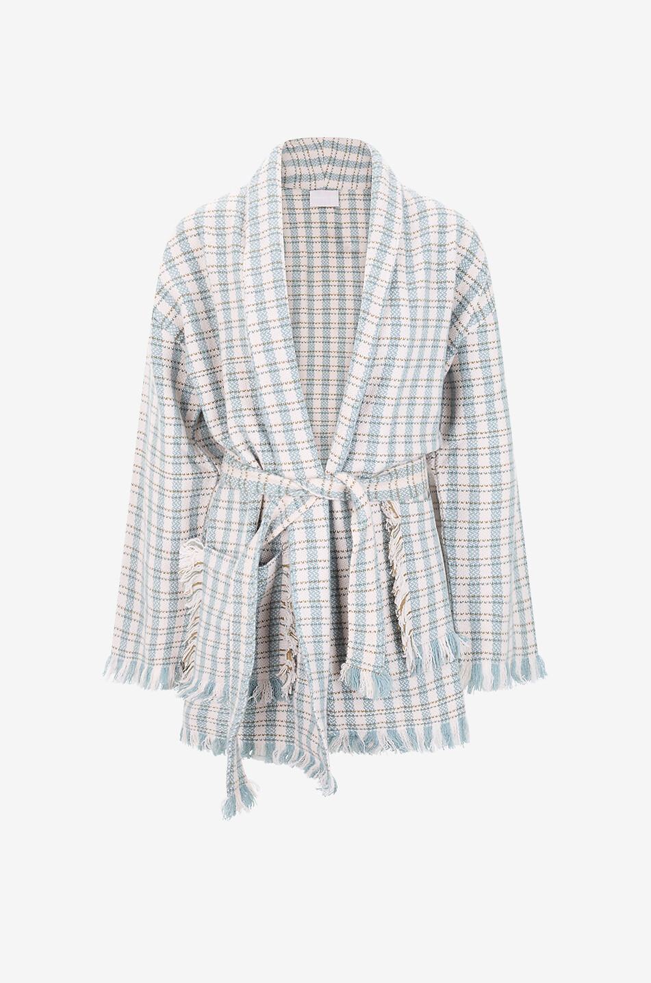 HEMISPHERE Cardigan à col châle à carreaux en cachemire à franges Femme MULTICOLORE 1