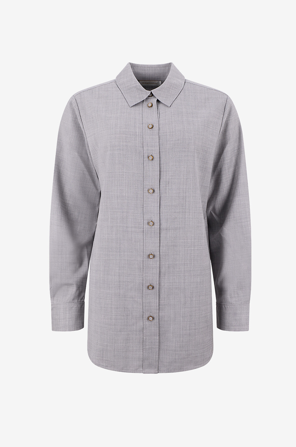 ZIMMERMANN Oversized long-sleeved marl wool shirt Women GREY 1