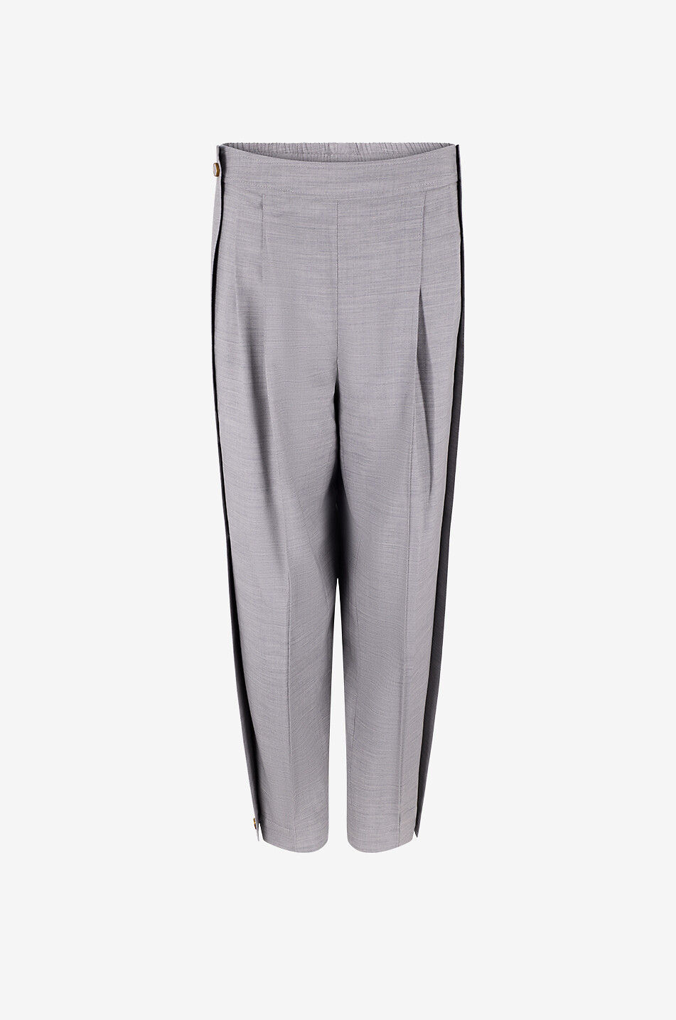 ZIMMERMANN Wide-leg pleated marl blended wool trousers Women GREY 1