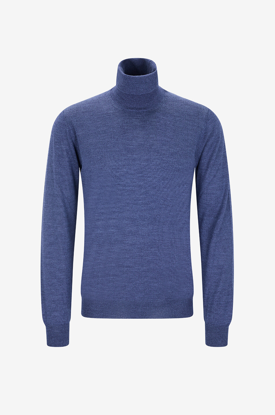 BONGÉNIE Pull fin à col roulé en laine et soie Homme BLEU MOYEN 1