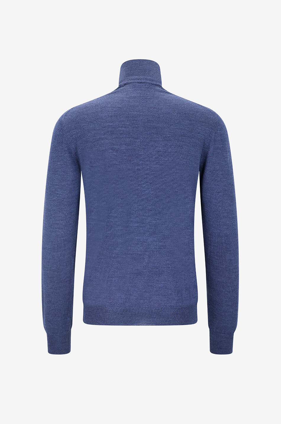 BONGÉNIE Pull fin à col roulé en laine et soie Homme BLEU MOYEN 2
