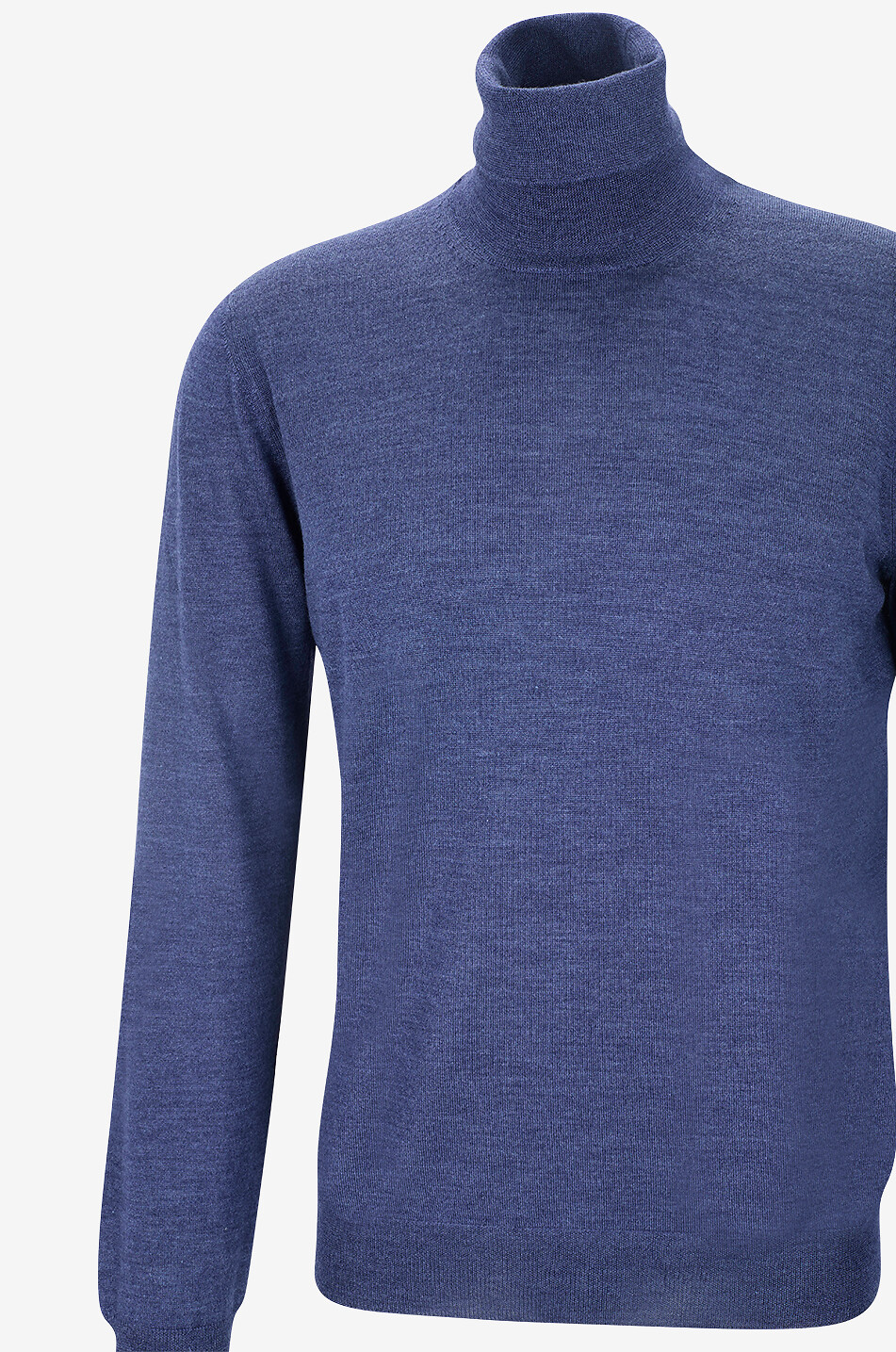 BONGÉNIE Pull fin à col roulé en laine et soie Homme BLEU MOYEN 3