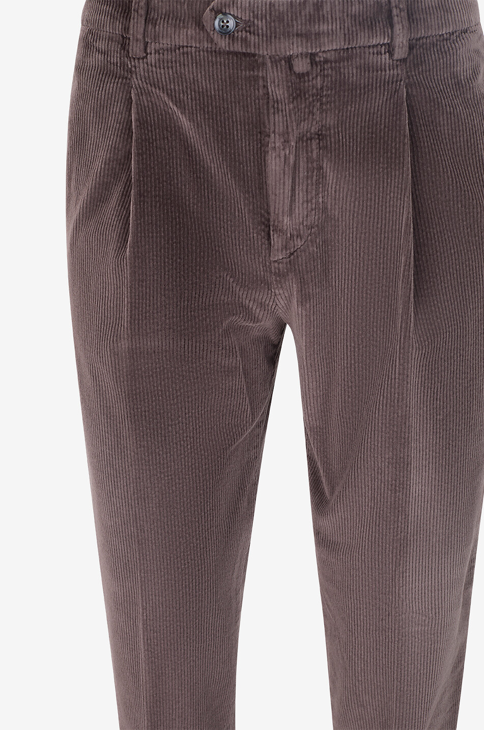 B SETTECENTO Nerio cotton corduroy pleated trousers Men DARK BROWN 3