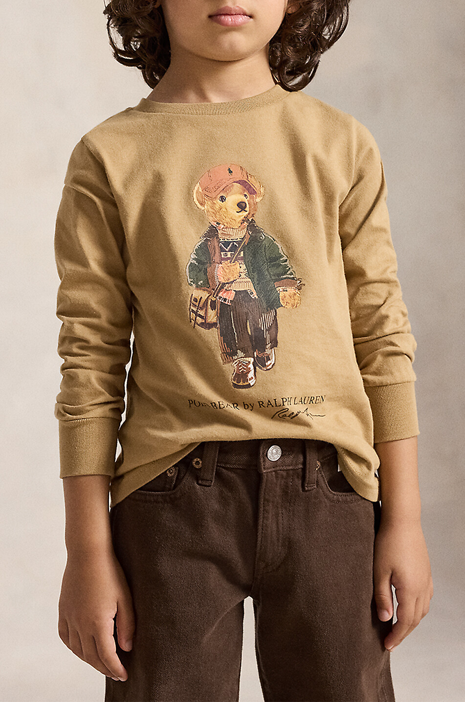 POLO RALPH LAUREN T-shirt à manches longues en coton imprimé garçon Polo Bear Garçon CAMEL 3