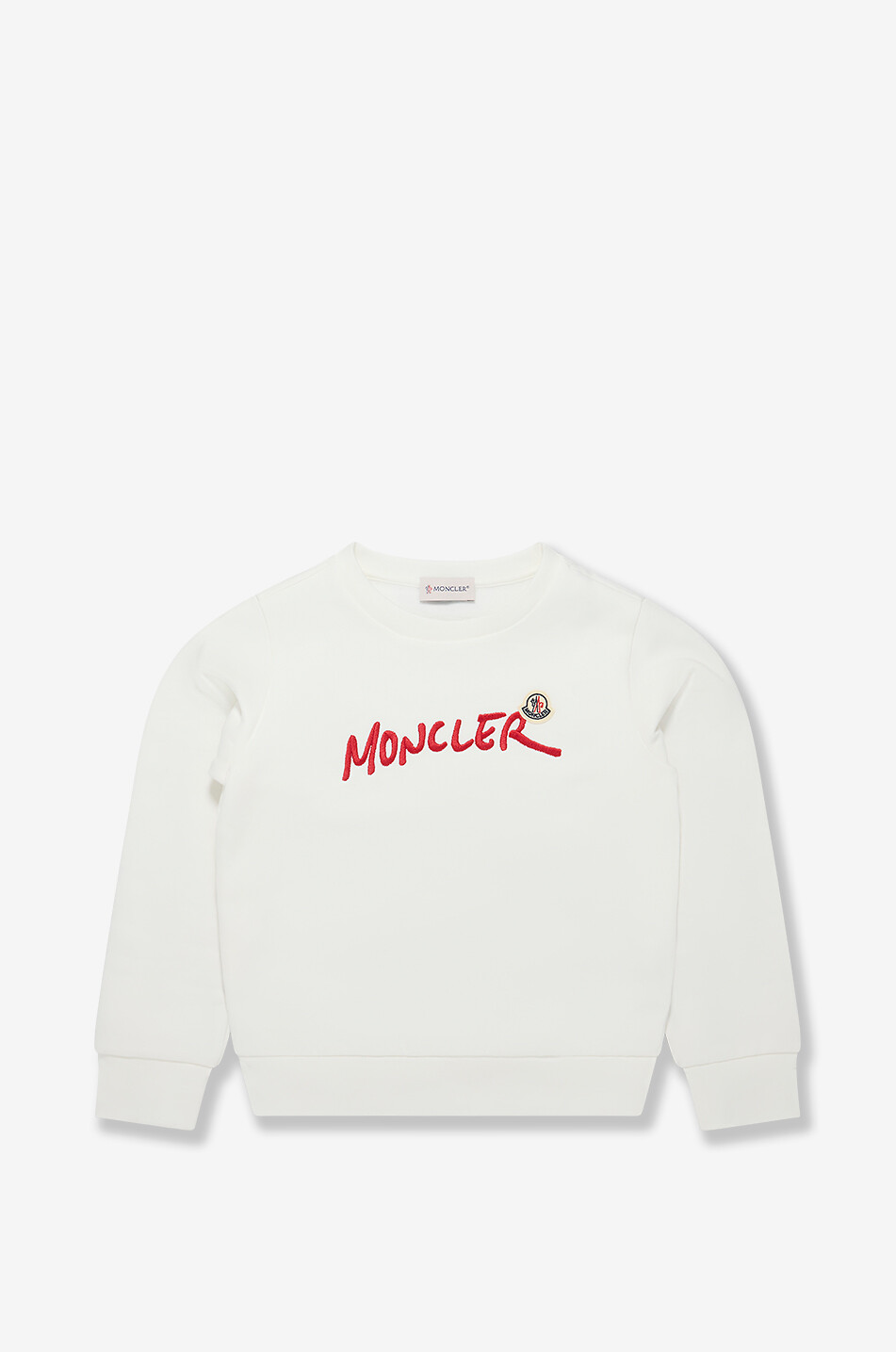 MONCLER Graffiti logo embroidered boys' crewneck sweatshirt Boy EGGSHELL 1