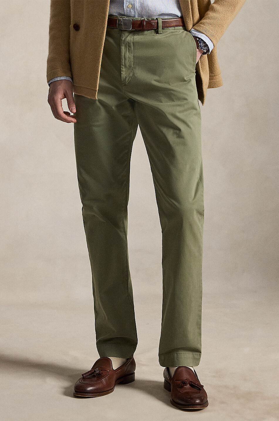 POLO RALPH LAUREN Jarrett cotton satin slim fit chino trousers Men MEDIUM GREEN 2