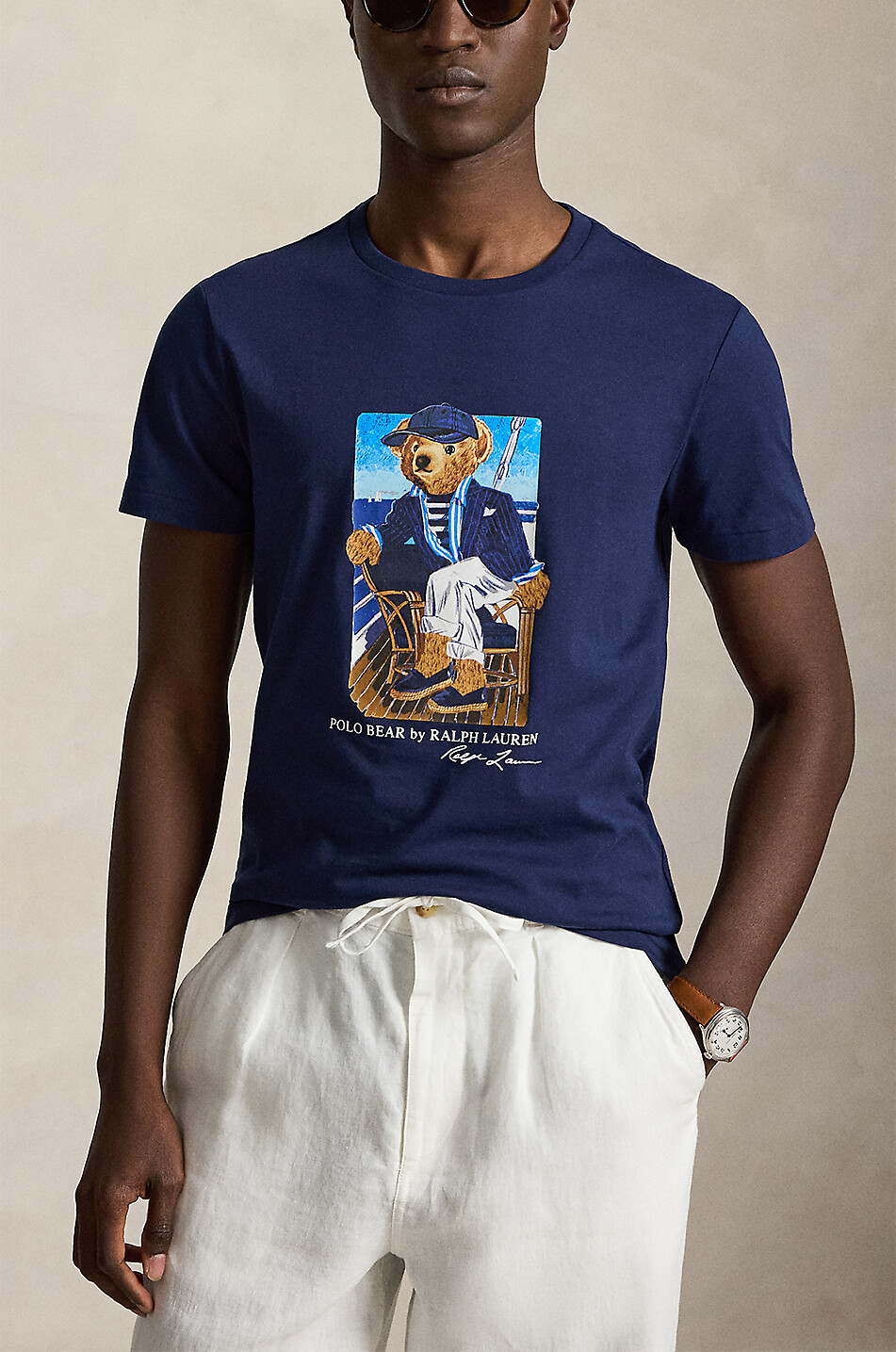 POLO RALPH LAUREN Sailing Polo Bear Custom Slim Fit short-sleeved printed T-shirt Men DARK BLUE 2