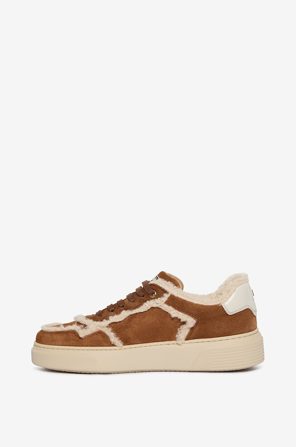 FRATELLI ROSSETTI Warme niedrige Schnürsneakers aus Wildleder und Stoff Damen HELLBRAUN 3
