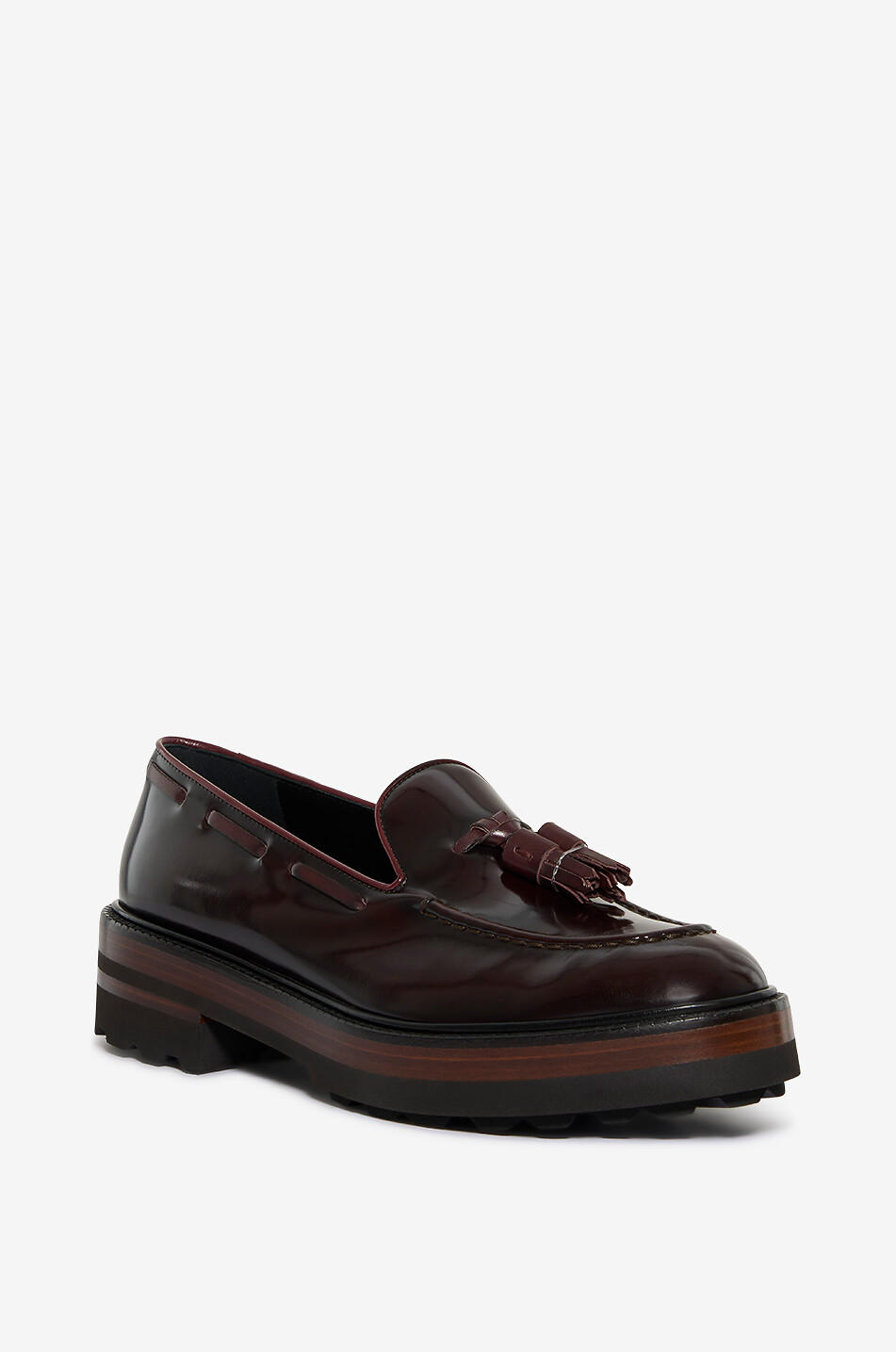 FRATELLI ROSSETTI Mocassins à pompons en cuir verni Brera Femme ROUGE FONCÉ 1