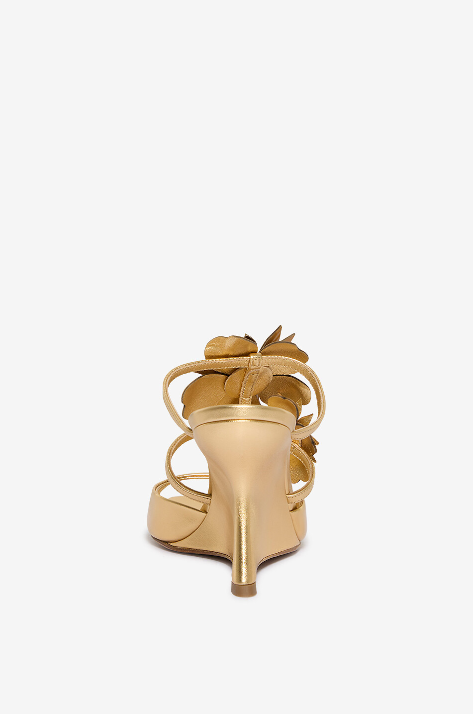 ZIMMERMANN Sandale à talon compensé en cuir métallisé à fleurs Belara 85 Femme DORE 4