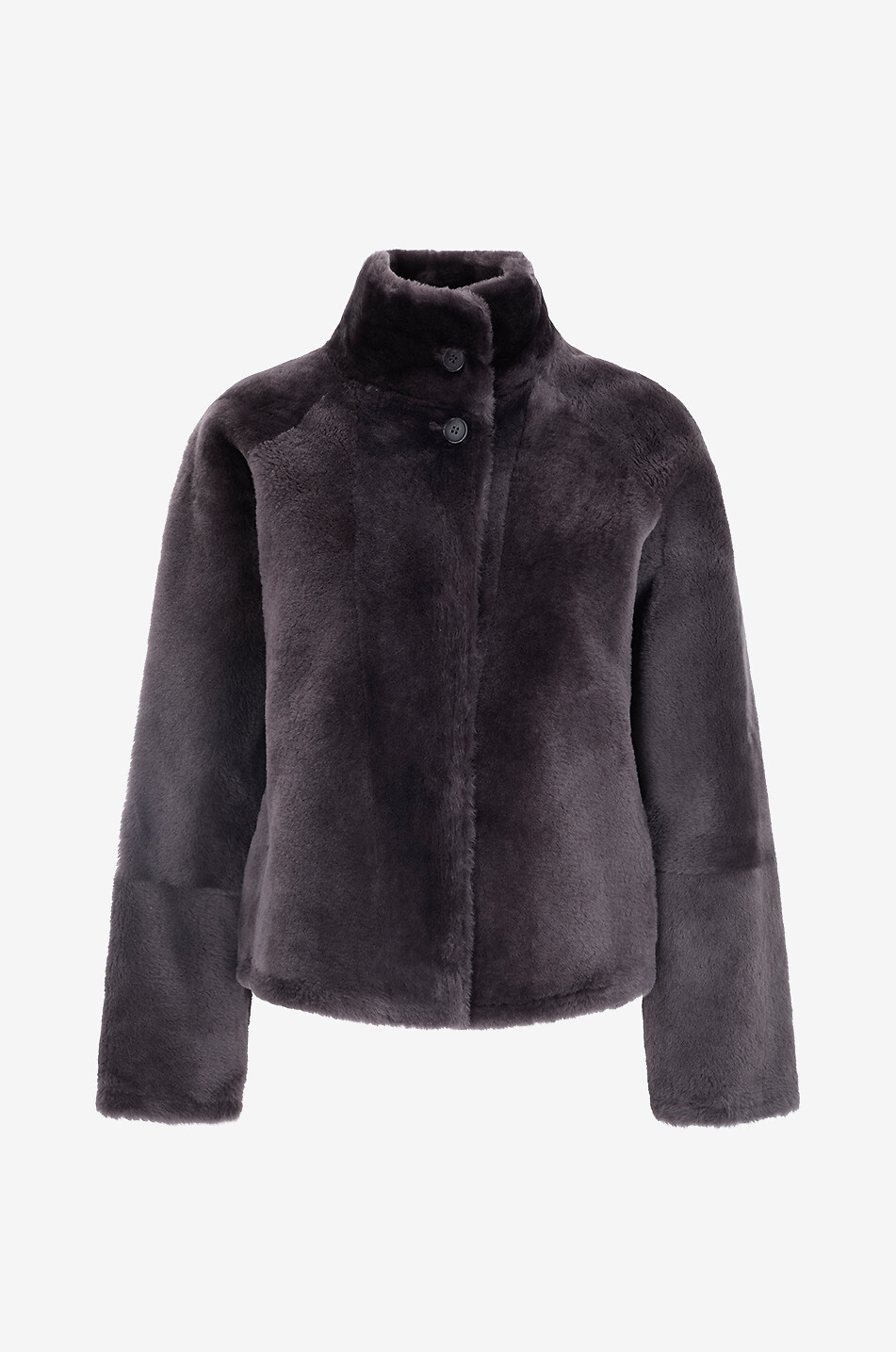Ariana reversible shearling short coat with funnel neck